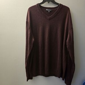 Hart Schaffner Marx V-Neck Sweater Men's Tall 3XT Maroon 100% Merino Wool Top
